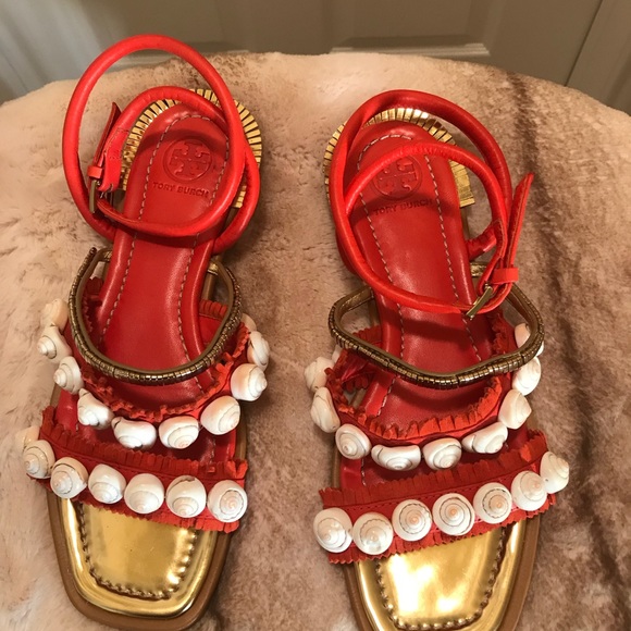 Tory Burch Samba/Gold Sinclair Seashell Sandals - Picture 2 of 4